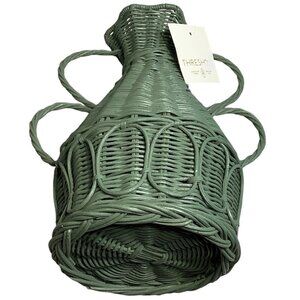 Threshold Woven Green Wicker Vase Home Decor With Handles 10"x 8.5 x 6.1" Green